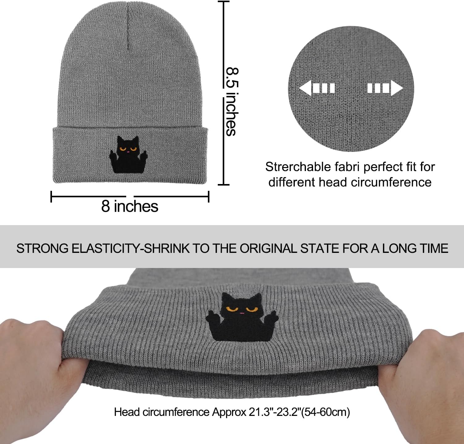 Funny Embroidered Beanie Hat for Men and Women Cute Soft Washable Winter Cuffed Knit Cap Gifts - Image 3