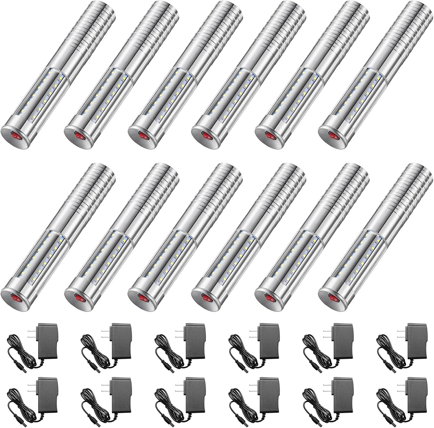 Civaner 12 Pcs LED Bottle Service Lights Nightclubs, Silver White Light