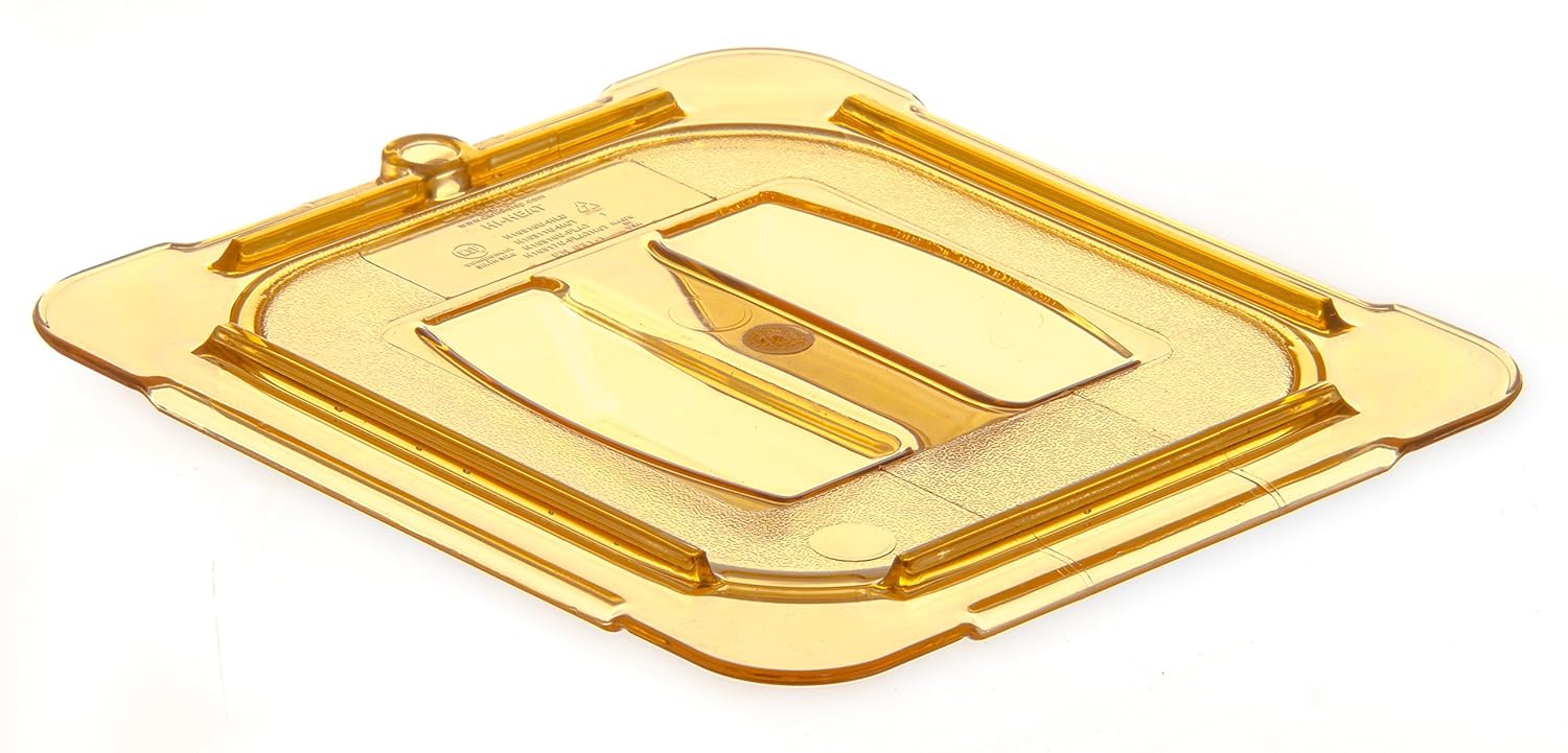 Carlisle FoodService Products 10510U13 TopNotch High Heat Universal Handled Lid, 6-3/4" x 6-3/8" x 7/8", Amber, For One-Sixth Size Food Pan (Case of 6)