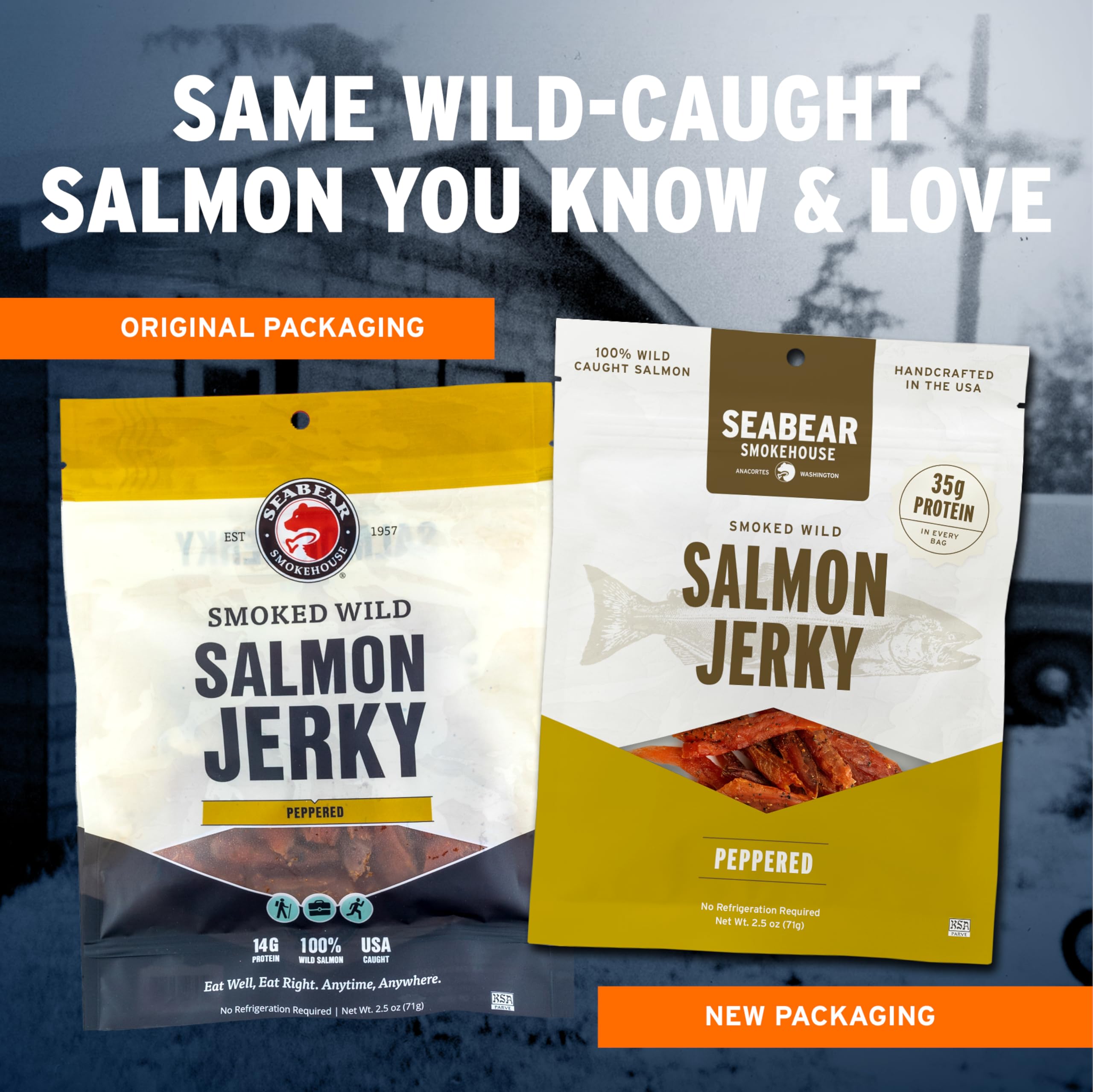 SeaBear Peppered Wild King Salmon Jerky 2-Pack - 2.5 oz Bags thumbnail 7