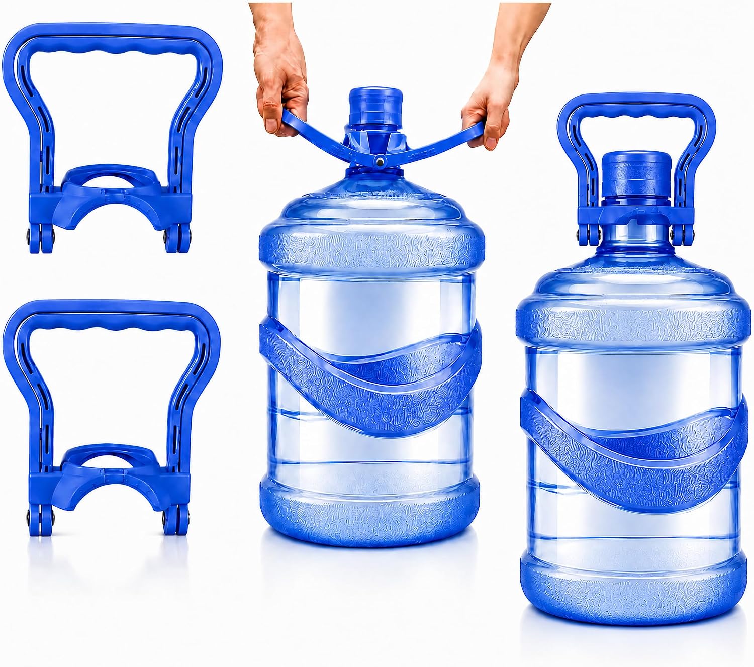 5 Gallon Water Bottle Handle, 2-Pack 5 Gallon Water Carrier, Heavy Duty Water Jug Carrier with Non-Slip Ergonomic Grip for Single or 2-Person Lift, Universal Fit,No Jug