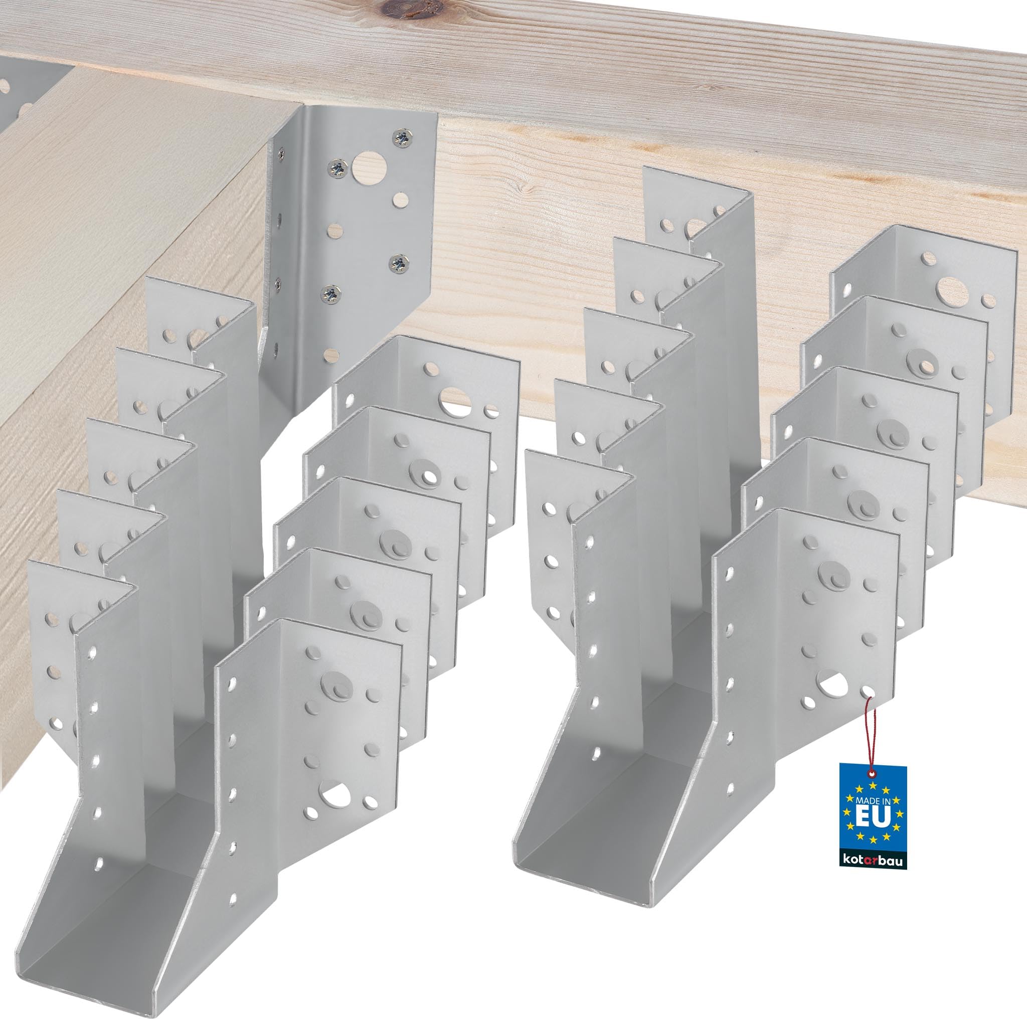 KOTARBAU Set of 10 bar shoes, 50 x 105 mm, wooden connectors, galvanised steel, beam connectors, heavy load