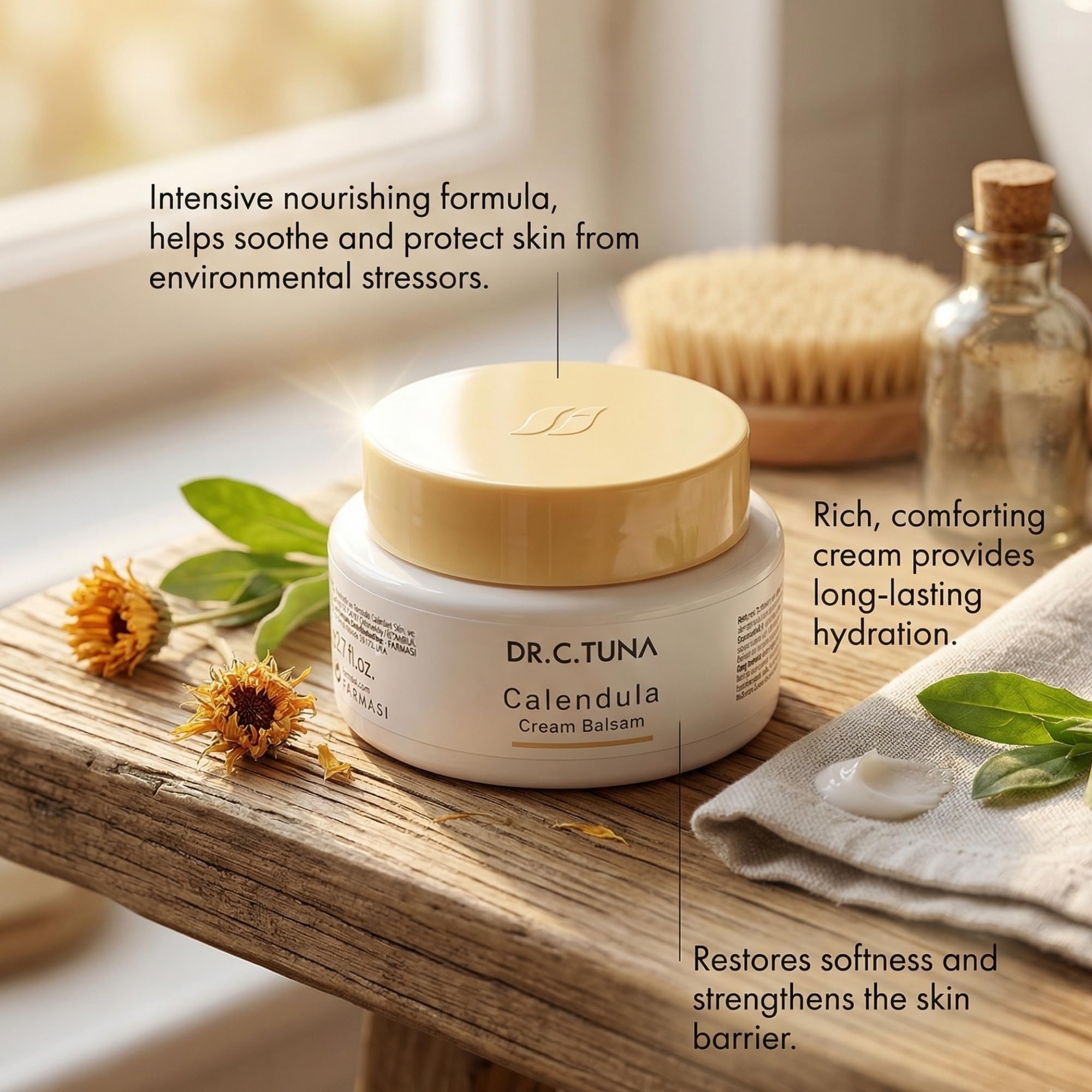 FARMASi Dr. C. Tuna Calendula Cream Balsam for Dry Sensitive Skin, 2.7 fl oz