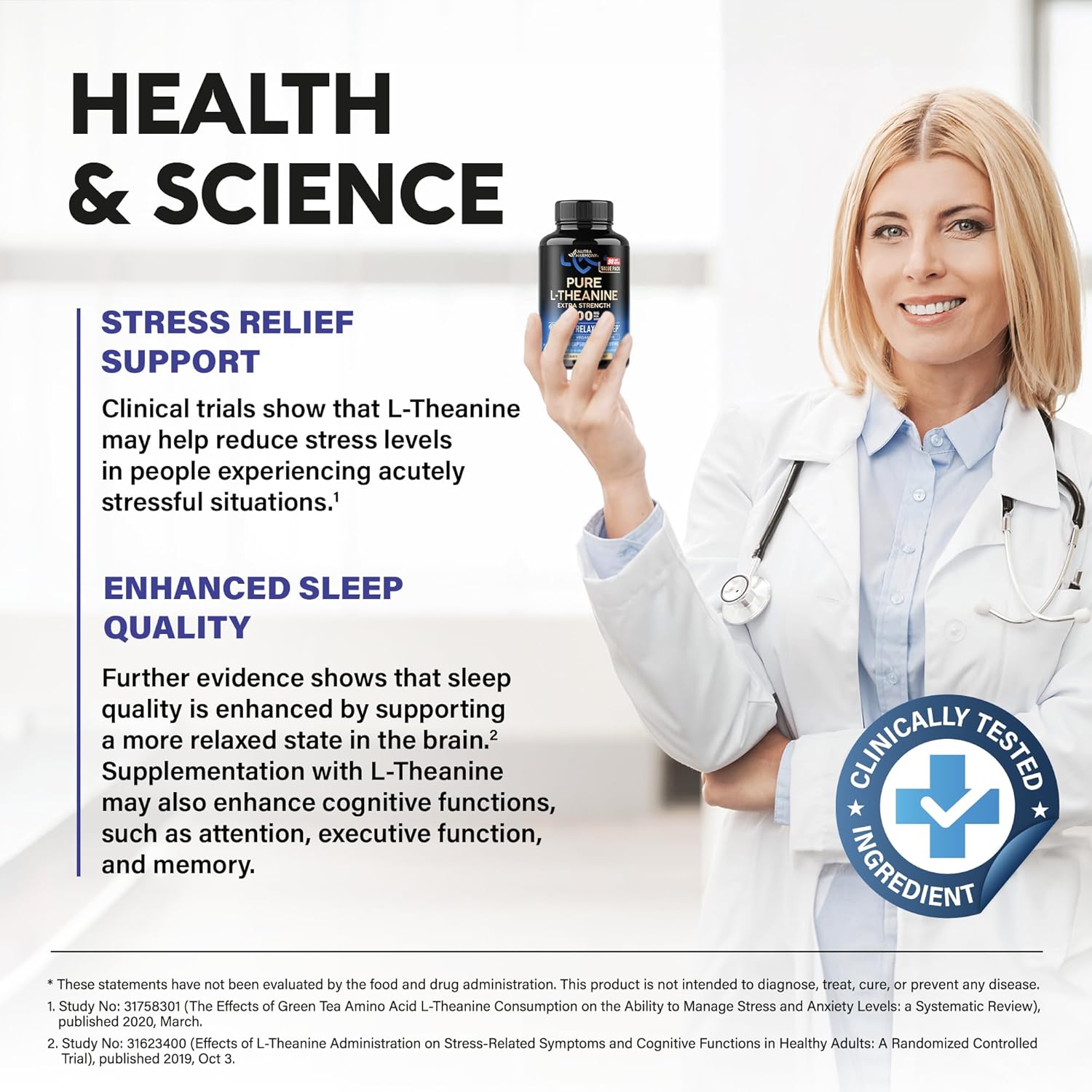 L Theanine 400 mg | L-Theanine Stress Relief | Extra Strength Supplement | Made in USA | Relaxation, Sleep & Calm Support | For Men & Women | Plant Based, Non-GMO & Gluten-Free | 180 Vegan Capsules - Image 5