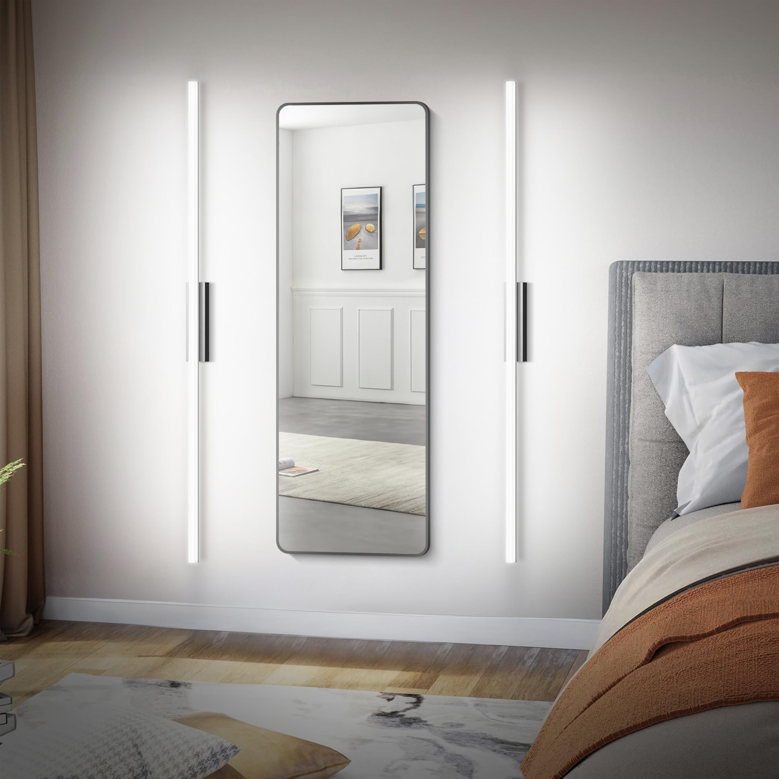 Aplique Espejo Baño LED 120cm/24W IP44 Blanco Frío 6000K Luz Espejo Baño | Base De Acero Inoxidable, Pantalla Acrílica, CRI>85, Driver LED Estable, Sin Parpadeo, Diseño Moderno Lámpara Espejo Baño