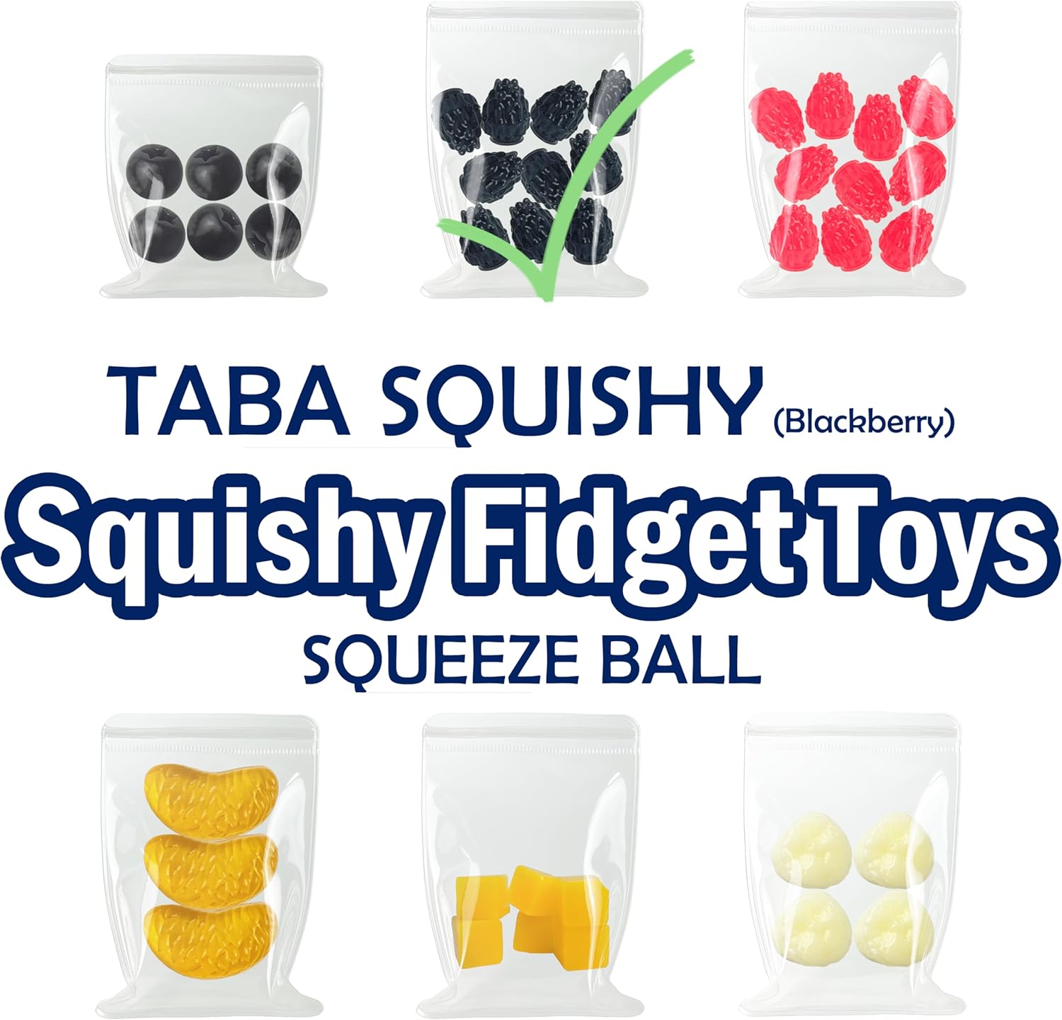 ZTATU BlackBerry Taba Squishy Fidget Toys for Kids - Realistic Fufu Squishy Stress Balls for Adults & Kids - Squeeze Ball Stress Relief Toy for Office, Classroom, Travel - Easter Basket Stuffers