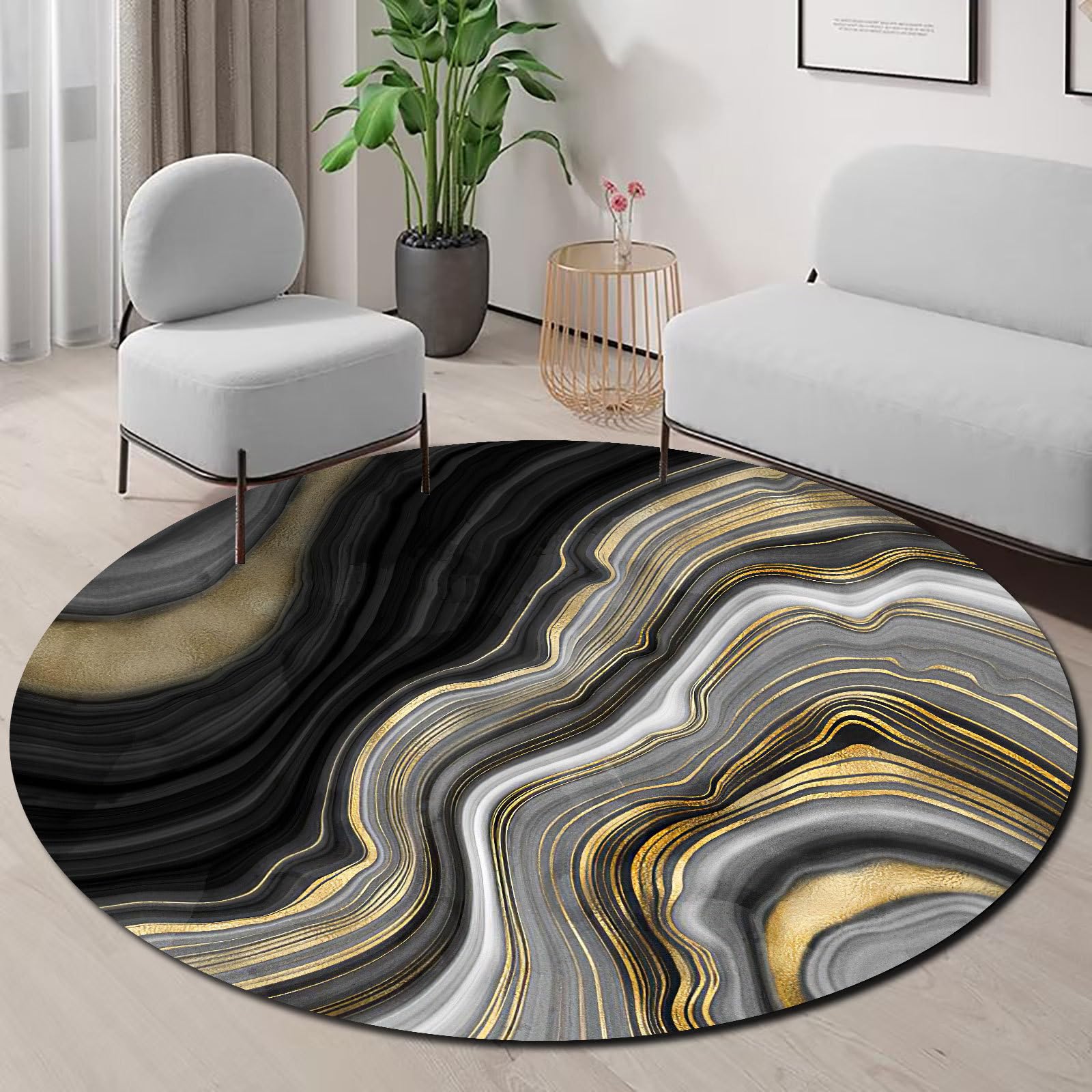 Tapis de Chambre à Coucher de Style Simple pour réveiller votre intérieur gris noir et or