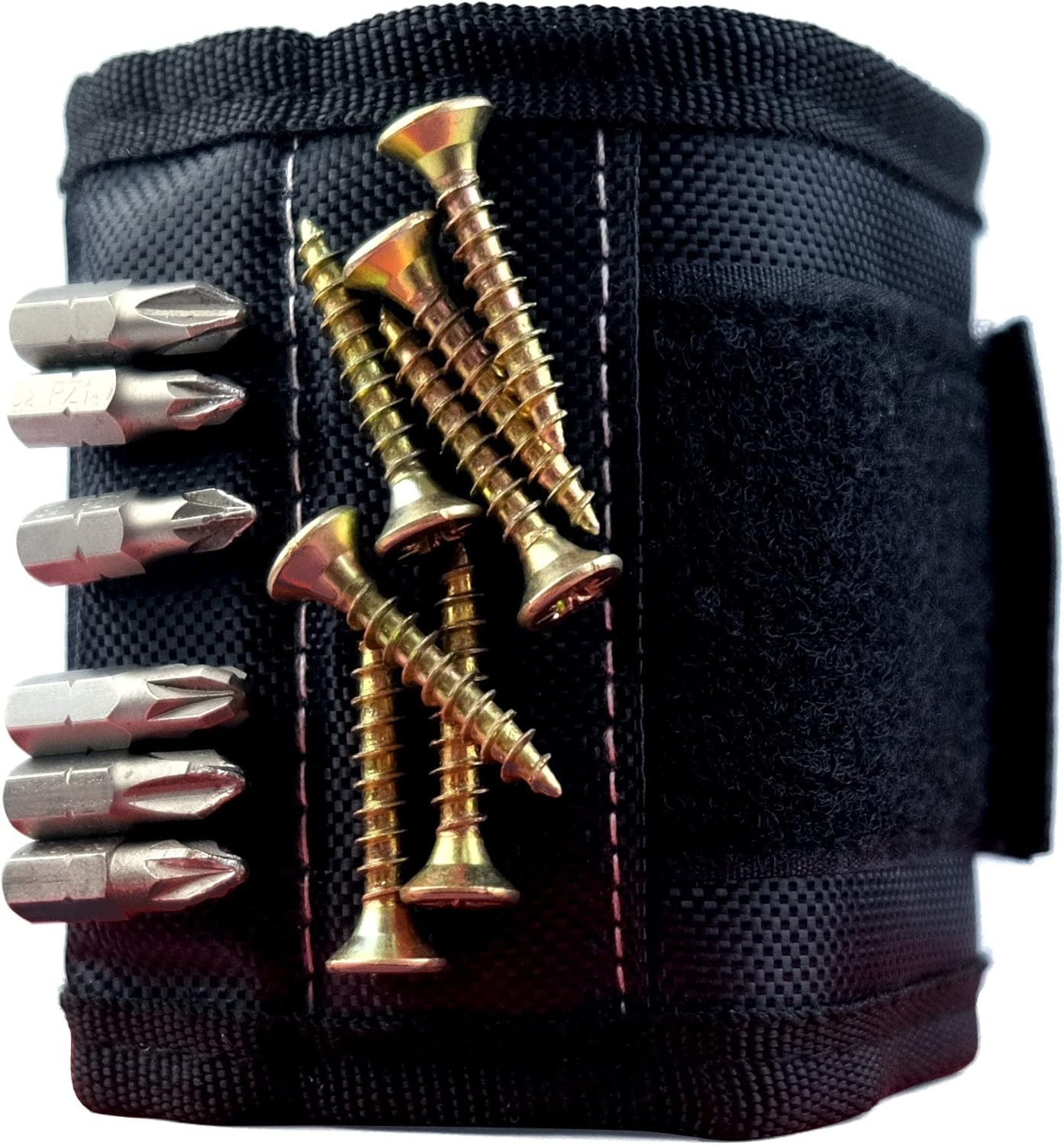 MagWrist Black Magnetic Wristband for Screws, Nails, Drill Bits - Ideal for Carpentry, DIY, Electrician, Mechanic Work Gadget