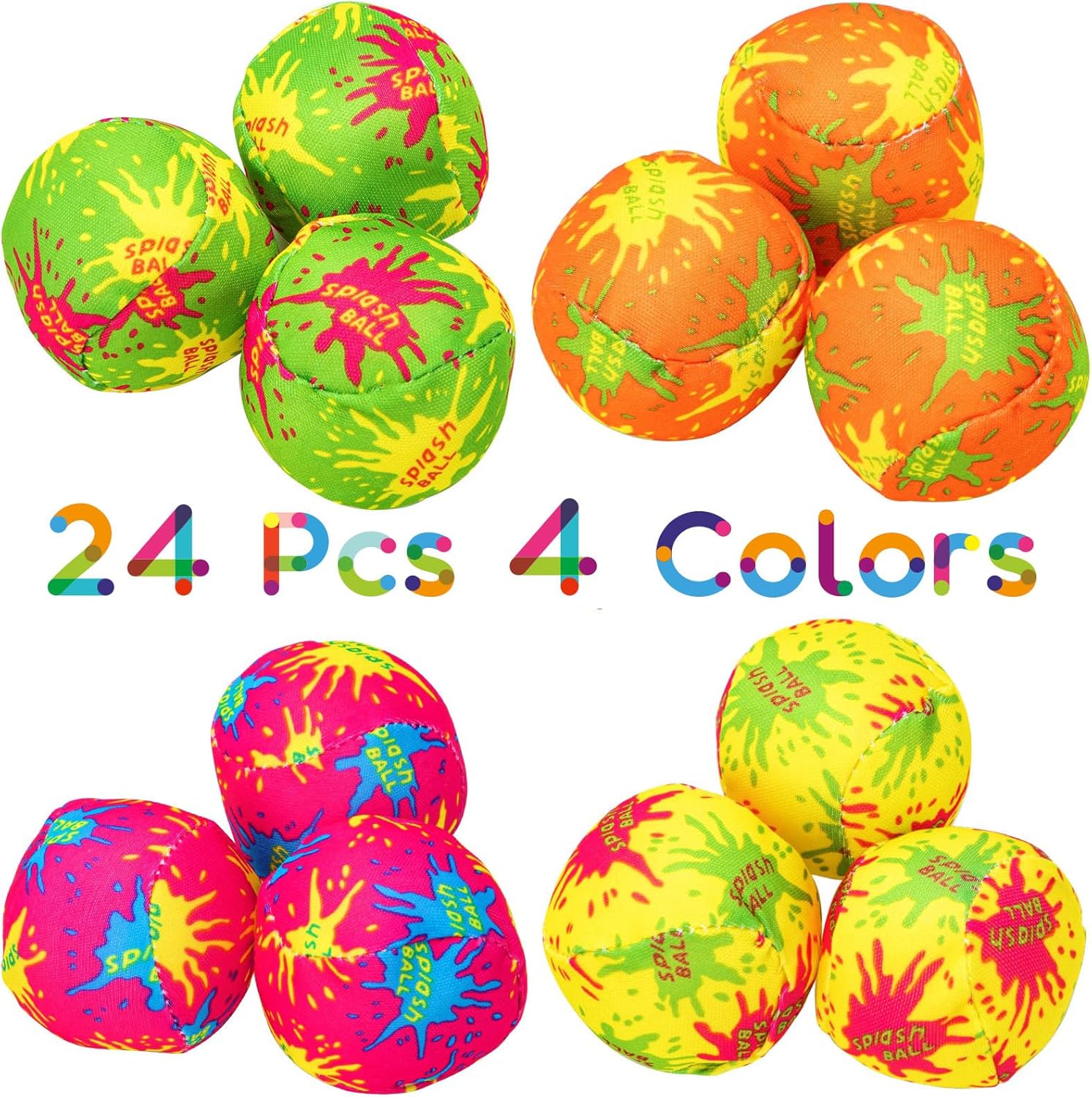 HFATMOS 24 Pcs Water Splash Balls Float Mini Water Bomb Absorbent Ball Bulk for Beach Pool Party Favors Outdoor Game Activities