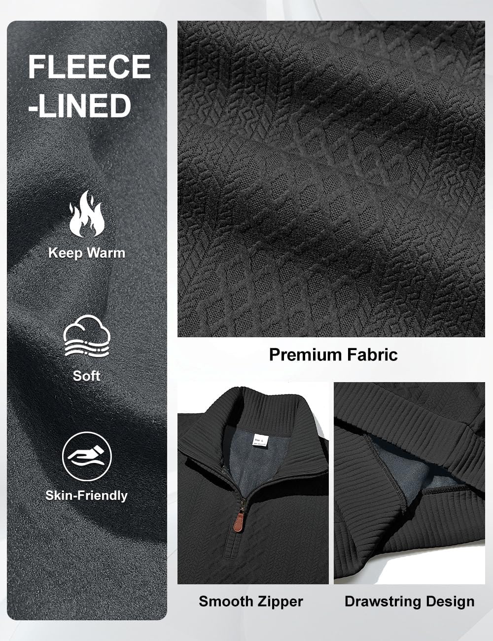 Men's Casual Quarter Zip Sweatshirt Pullover Sweater Casual Long Sleeve Stand Collar Quarter Sweaters - Image 6