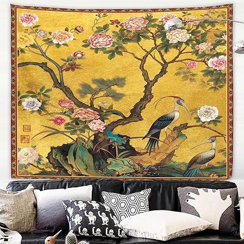 Miniatura 30 de Yookeb Tapiz negro de flores de Matisse de 59 pulgadas de ancho por 51 pulgadas de alto, para colgar en la pared, hojas abstractas, vintage, arte