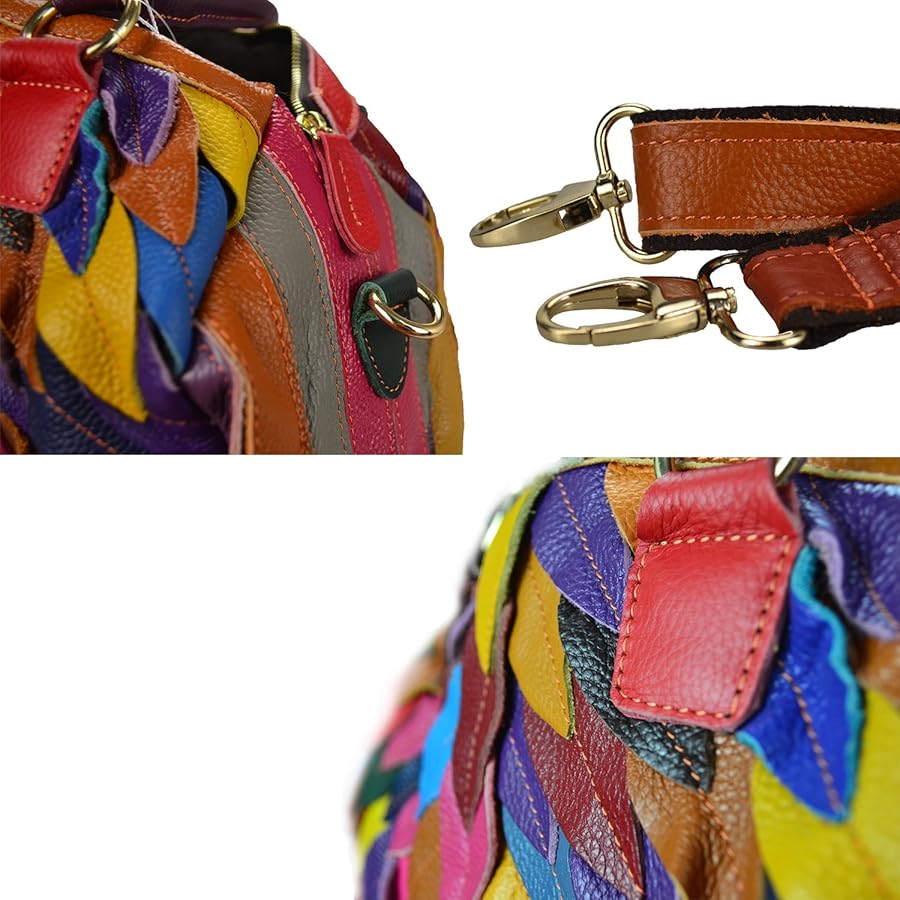 Sibalasi Women's Multicolor Boston Bag Colorful Tote Leather