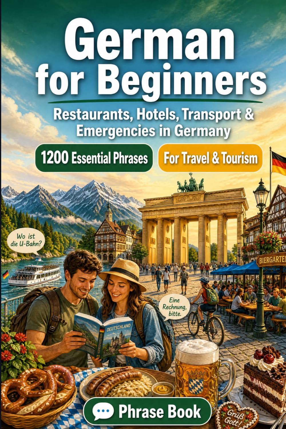 German Phrase Book for Beginners: 1200 Essential German Phrases for Travel in Germany: Easy Pronunciation Guide, Everyday Conversations, Restaurants, ... & Cultural Tips for Exploring Germany