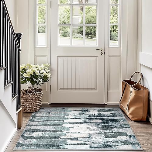 Vista 25 de jinchan Alfombra de pasillo de 2 x 6 pulgadas, lavable, moderna, abstracta, gris, con estampado múltiple, alfombra para interiores, contemporánea