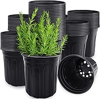Anyumocz 60 Pack 1 Gallon Flexible Nursery Pots with Drainage Holes - Thick Soft Plastic for Succulents, Seedlings, Transplanting, Home Garden (Black)
