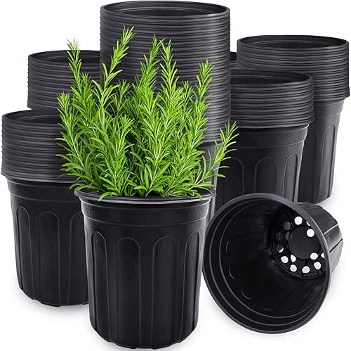 Anyumocz 60 Pcs 1 Gallon Flexible Plant Nursery Pots,Thickened Soft