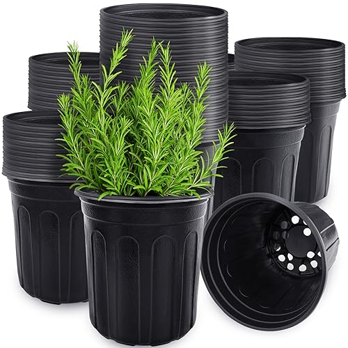Anyumocz 60 Pcs 1 Gallon Flexible Plant Nursery Pots,Thickened Soft