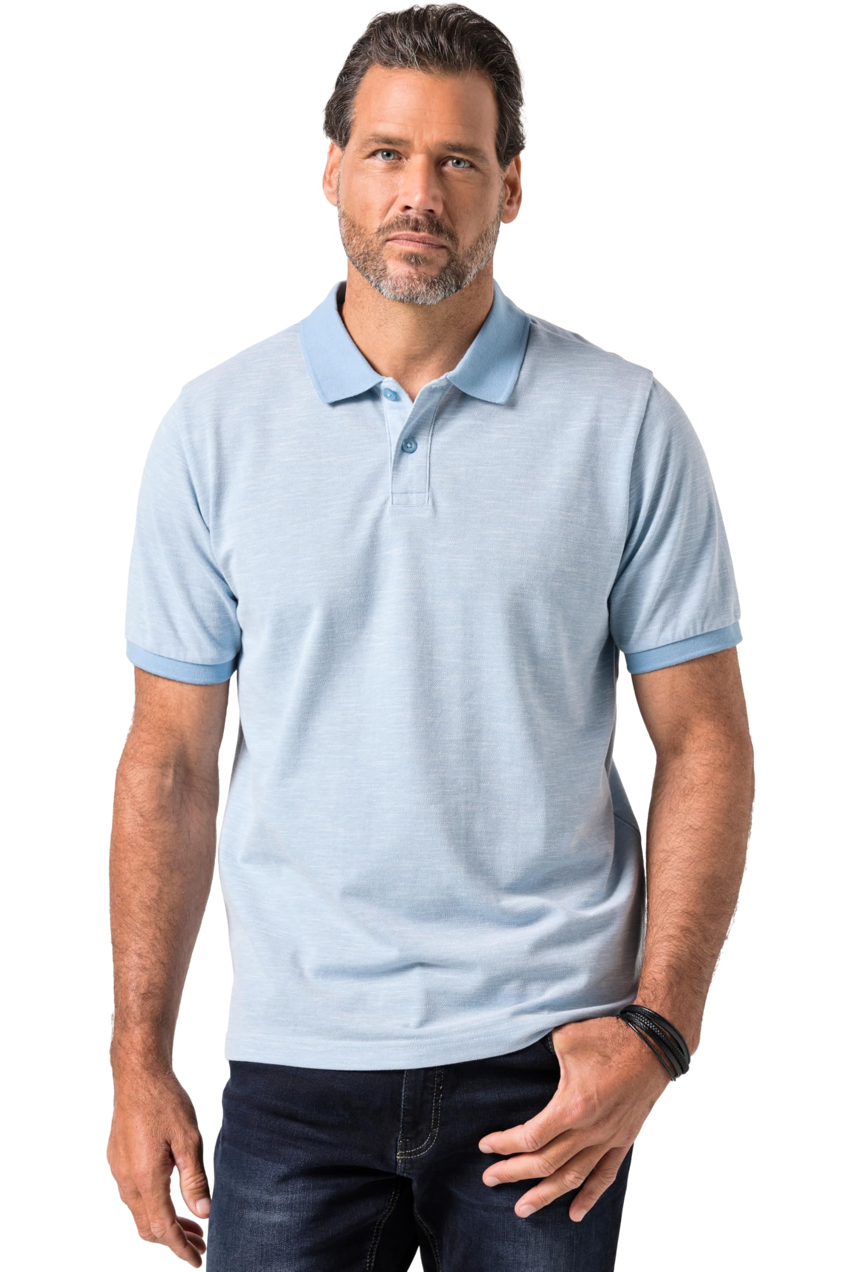 JP 1880 Herren große Größen Übergrößen Menswear L-8XL Poloshirt, Halbarm, Melange-Piqué 845204
