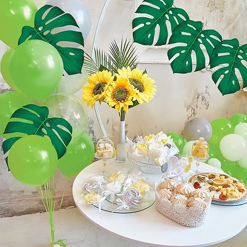 Miniatura 7 de 60 manteles individuales desechables de papel de hoja de palmera para verano, hojas verdes hawaianas, manteles individuales de fiesta de hojas