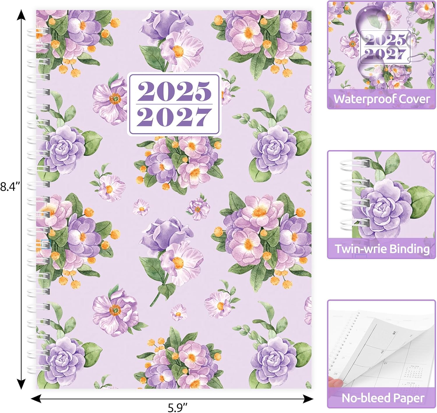 KONVINIT 2026-2027 Monthly Planner, 30 Months Calendar 2025 Planner - Runs From July 2025 Until December 2027-5.9'' x 8.4'' - Purple Monthly Planner 2025-2027 for Office Supplies image 3