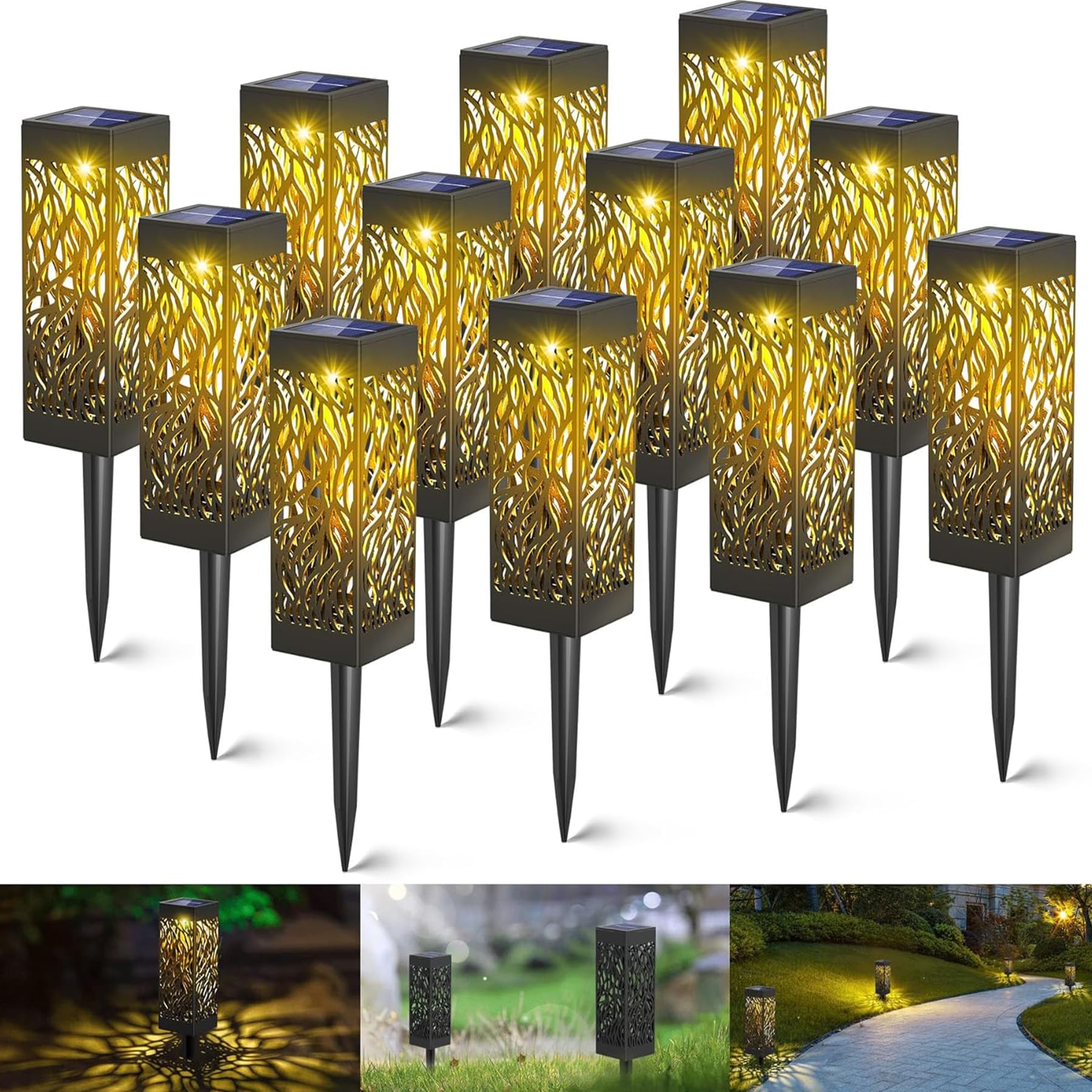 Solarlampen für Außen Garten IP55 Wasserdicht 600mAh Akku Solarleuchten Warmweiß 12 Stück