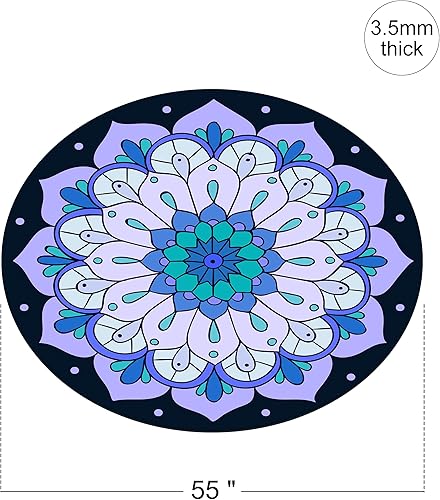 Miniatura 9 de Keolorn Tapete de yoga redondo de meditación de pilates de gamuza de lujo grande, base antideslizante de goma natural adecuada para meditación,