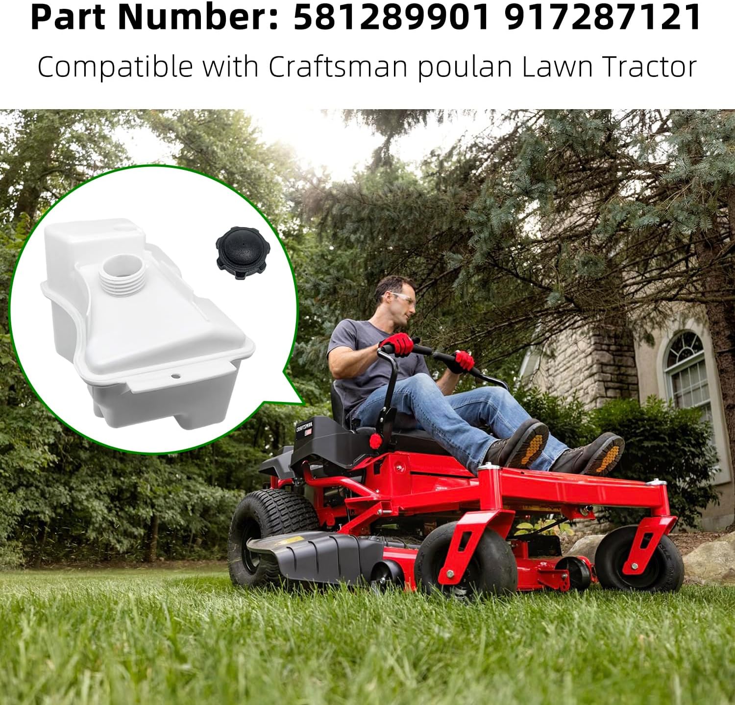 1PCS Fuel Tank FOR Husqvarna Craftsman poulan 581289901 Lawn Tractor