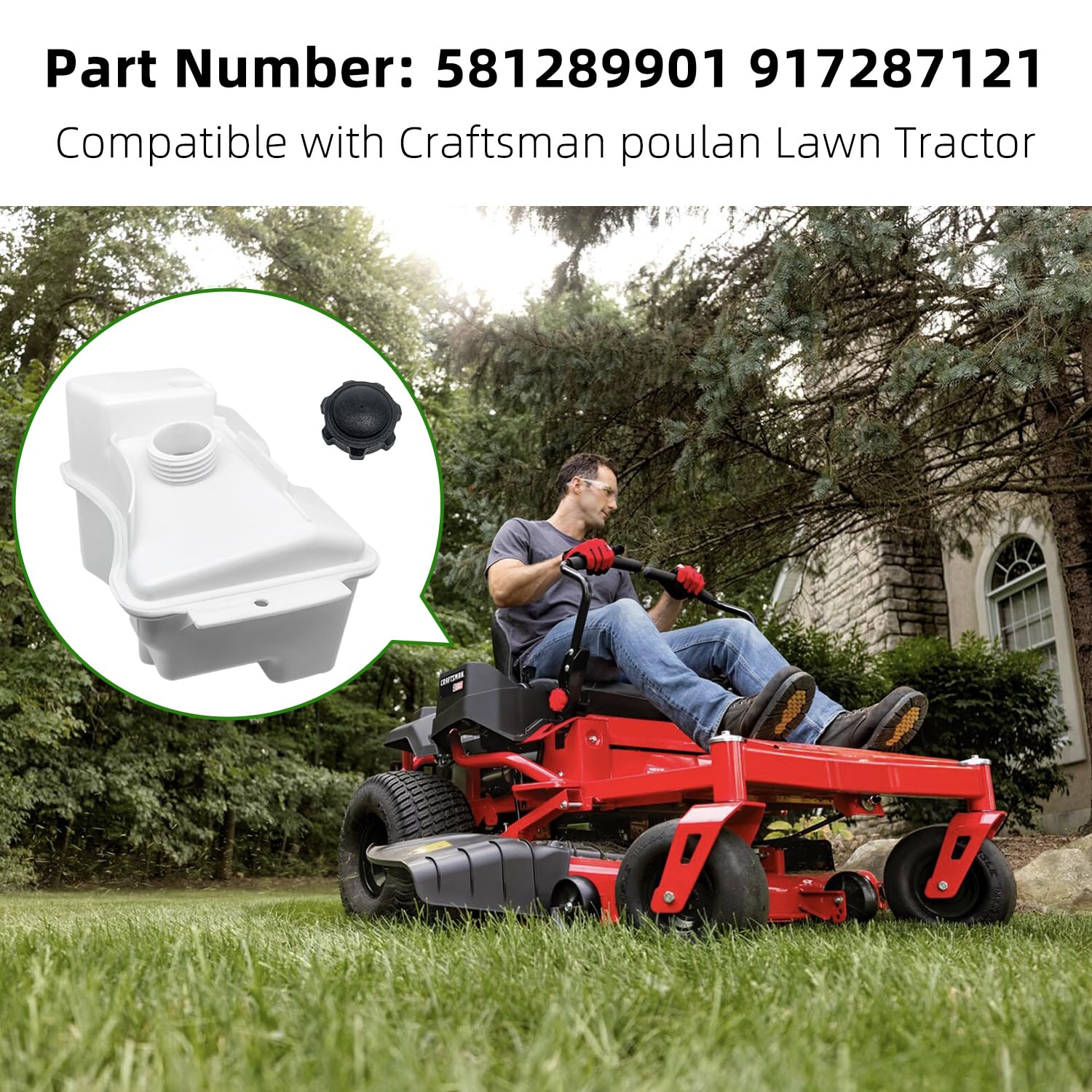 1 depósito de combustible para tractor de césped Husqvarna Craftsman poulan 581289901