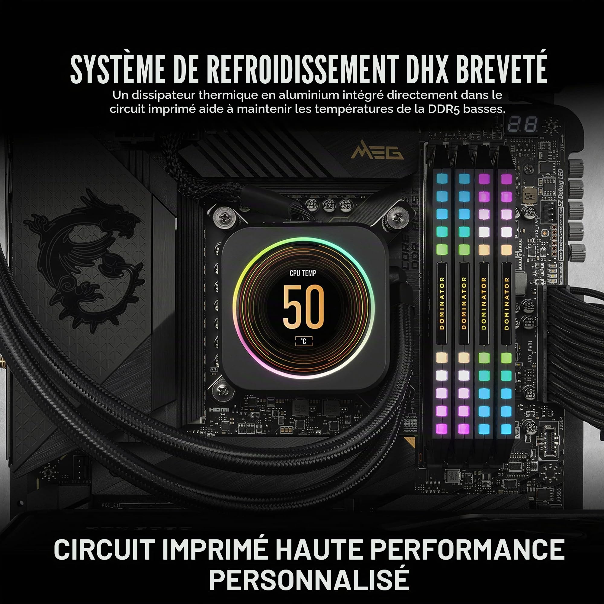 CORSAIR Dominator Platinum RGB DDR5 RAM 64Go (2x32Go) Jusqu'à 5600MHz CL40 Intel XMP 3.0 Mémoire pour Ordinateur de Bureau - Noir (CMT64GX5M2B5600C40)