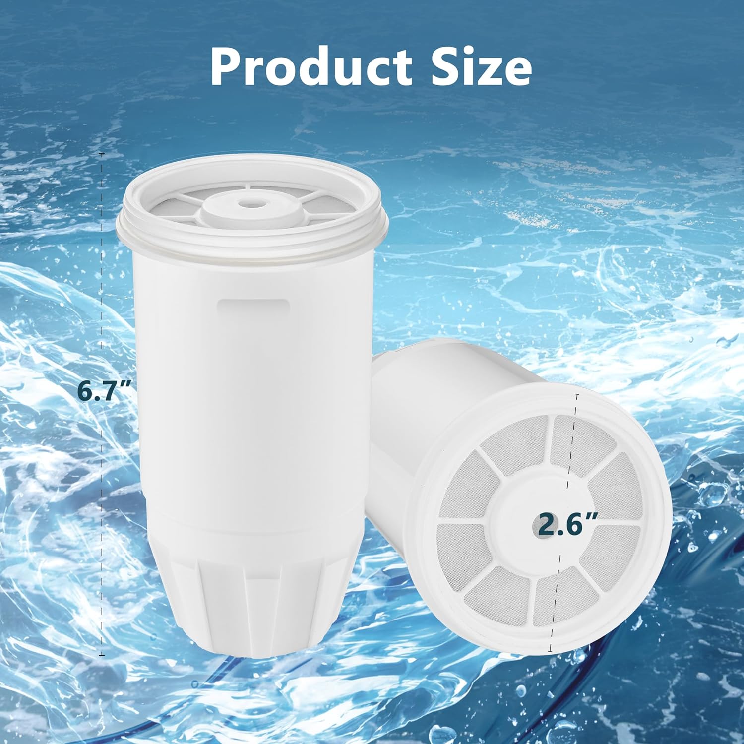 Zero Bar Filtri Per Acqua AQUA CREST - Compatibili Con Brocche ZeroWater® ZR -017, 6 Stadi Di Filtrazione, Pack Da 6, Colore Blu Filtro Brocca Acqua Cloro AQK-CF23B - Foto 10