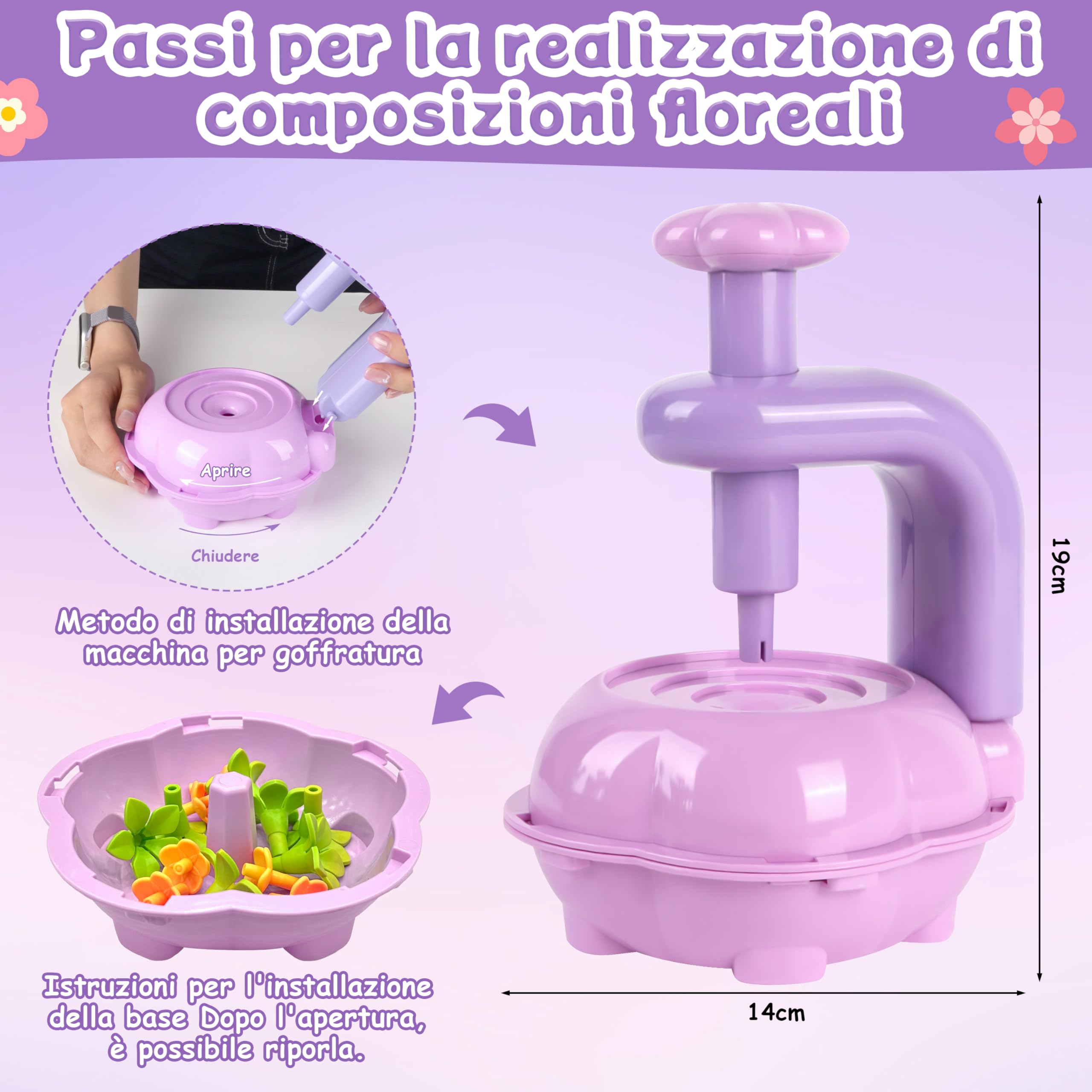 Charmofun Il Laboratorio dei Fiori, Kit Artigianale con Macchina per la Produzione di Fiori Bambini, Regalo Giocattoli Creativo per Bambina 4 5 6 7 8+ Anni (MAIN)