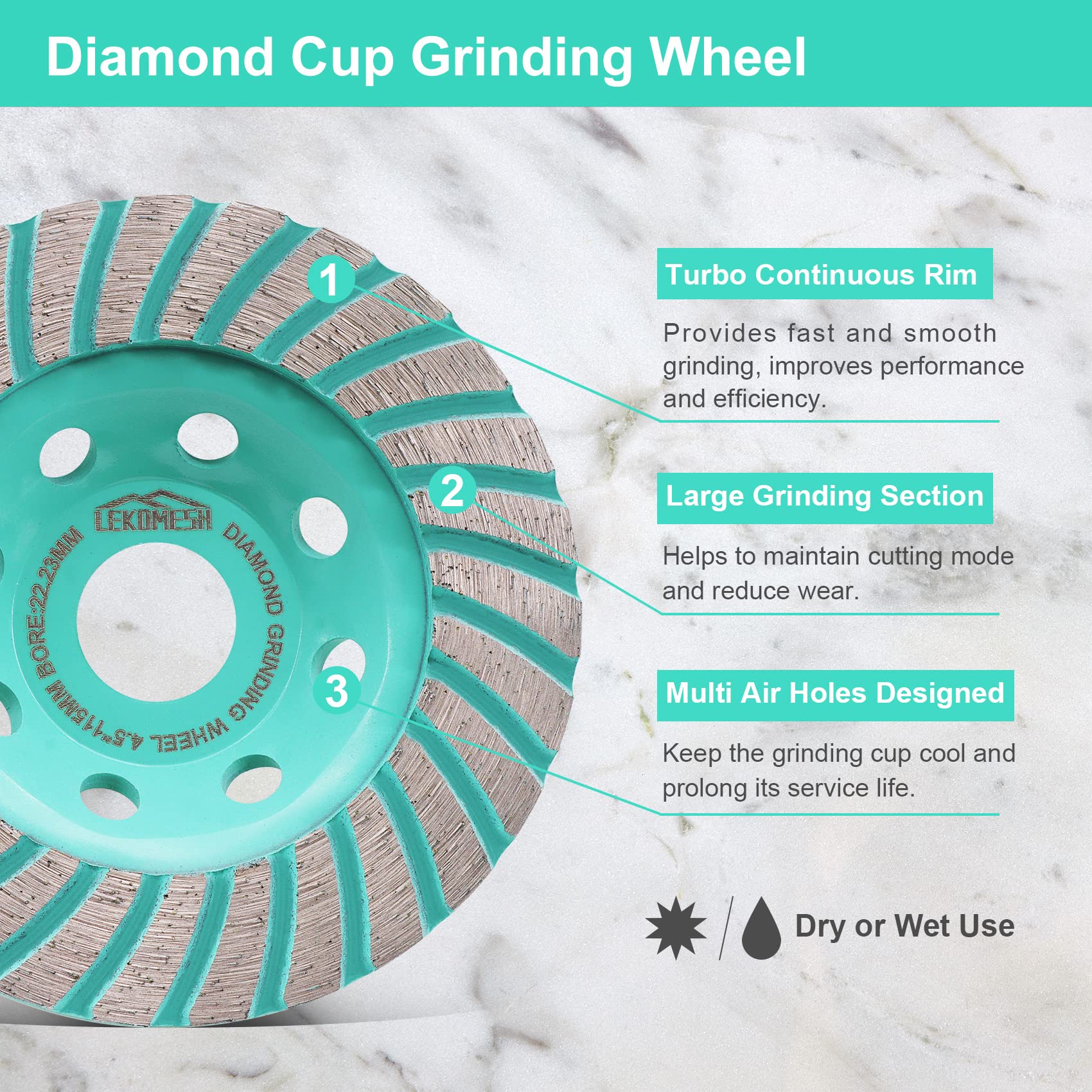 Diamentowa tarcza szlifierska - 5"/125 mm turbo rzędowa szlifierka kątowa tarcza do cięcia, szlifowania, wygładzania, kształtowania betonu, marmuru, granitu, muru, cegły 7/8" altanka