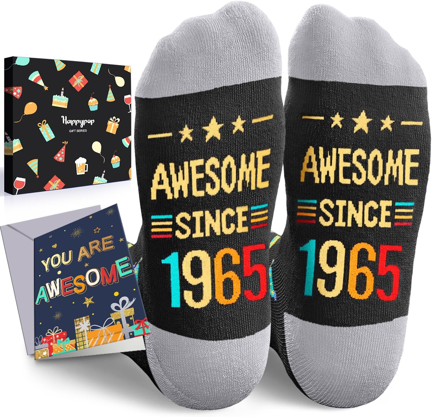 HAPPYPOP 1959 1964 1965 Birthday Gifts - Birthday Socks for Him Her Born in 1959 1964 1965