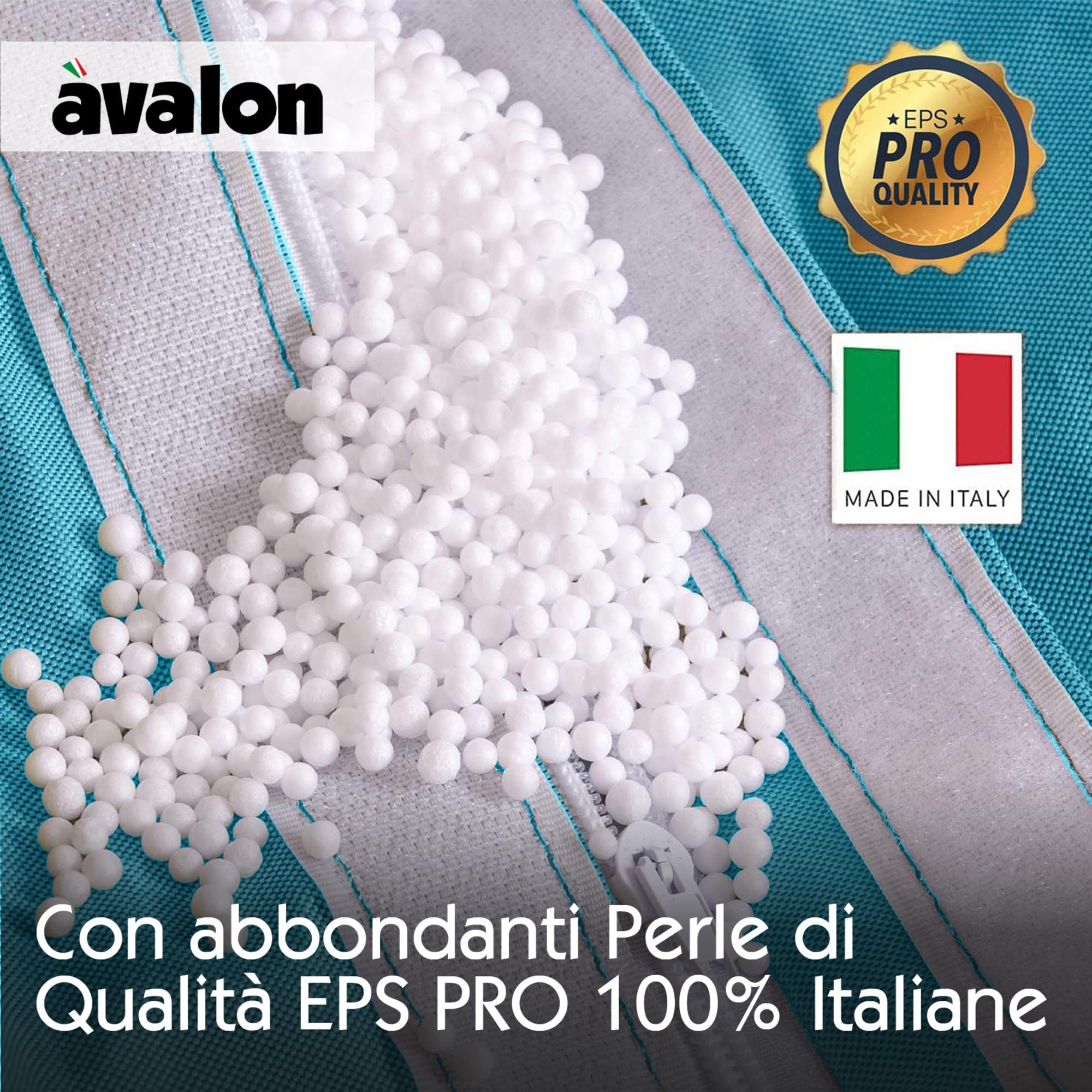Avalon - Puff Poltrona Sacco Grande L Jive Deluxe Sfoderabile, Pouf Sacco di Qualità Sartoriale, Bean Bag per Sedersi Ergonomico, Tessuto Antistrappo Impermeabile, Made in Italy(80x125cm-Petrol)