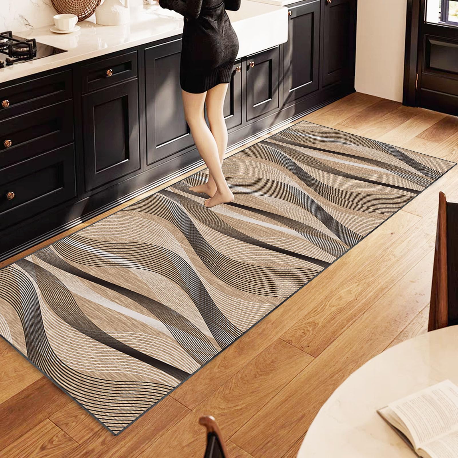 Tapis de Passage pour Couloir Long 120 x 140 cm Tapis Cuisine Devant Evier Antidérapant et Lavable Tapis de Couloir Long Moderne Absorbant Tapis d Entree Interieur Tapis de Porte pour Salon Chambre