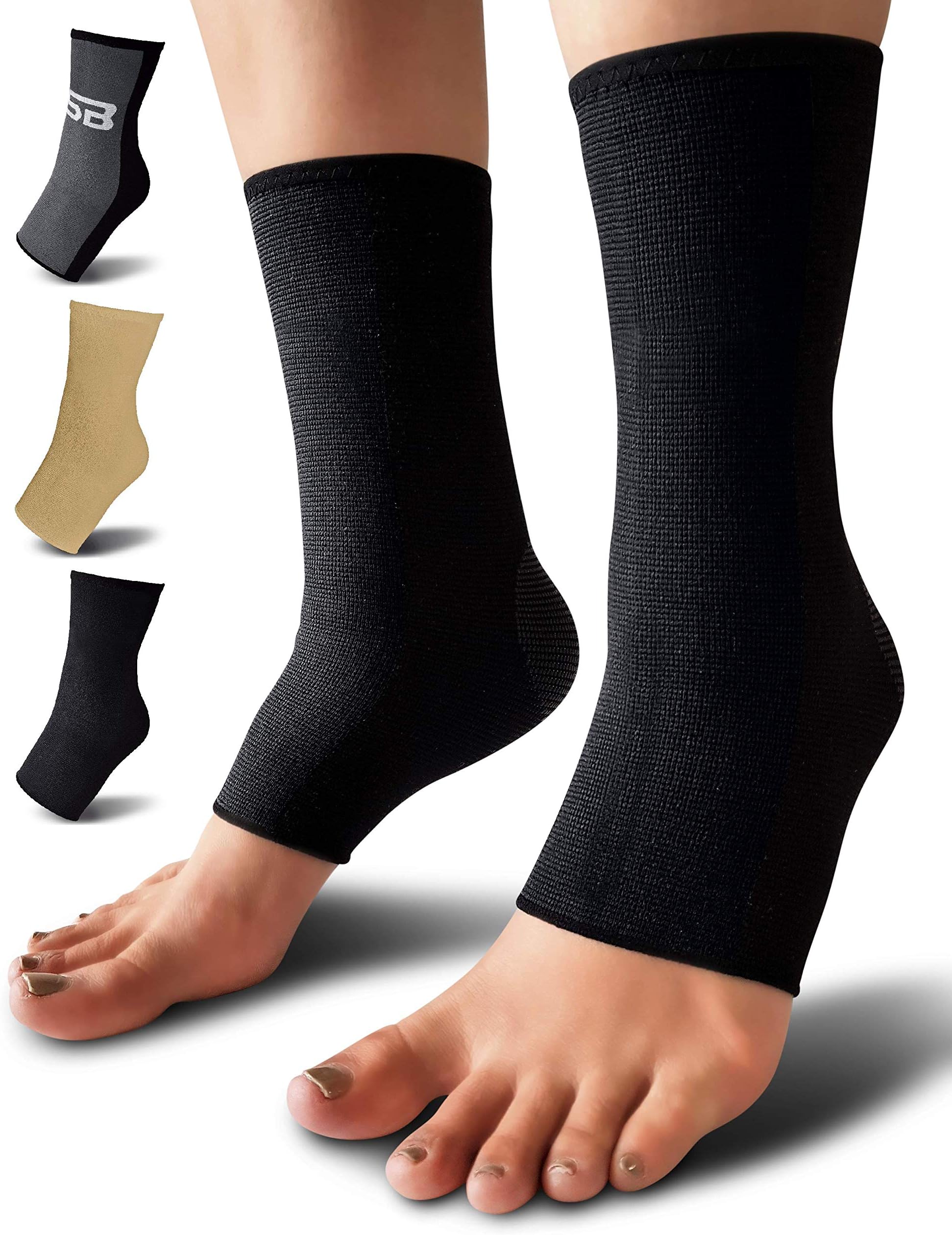 SB SOX Compression Ankle Brace (Pair) ‚Äì Great Ankle Support That Stays in Place ‚Äì For Sprained Ankle and Achilles Tendon Support ‚Äì Perfect Ankle Sleeve for Sports, Any Use