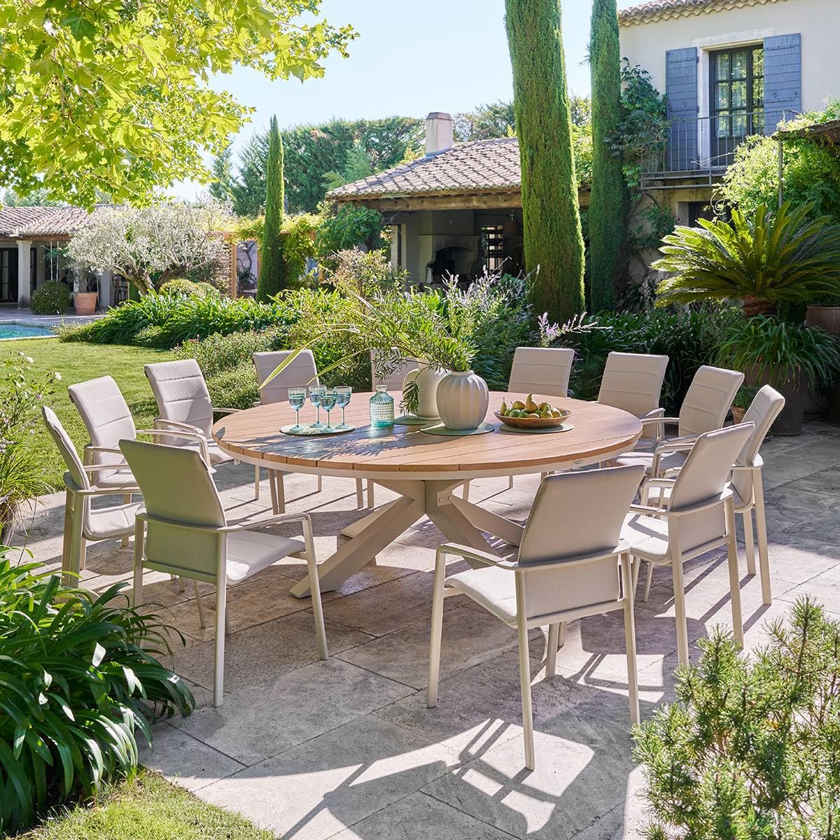 Hespéride - Gartentisch 12-sitzer oraclion braun rund