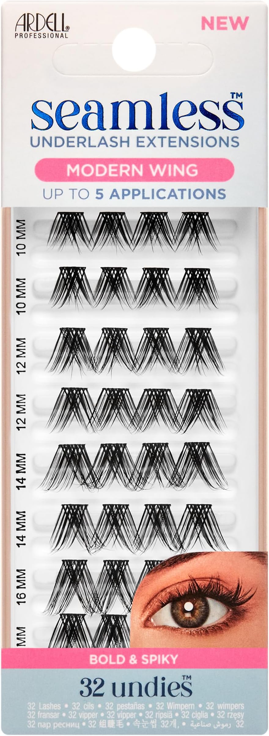 Seamless Underlash Extensions, Diy Lash Clusters, Eyelash Extension Kit, Modern Wing, Up To 5 Applications - 32 Ct, 1-Pack