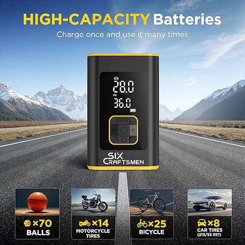 Miniatura 3 de Inflador de neumáticos, compresor de aire portátil, potente bomba de aire inalámbrica de 150 PSI y 4000 mAh para automóvil, bomba de neumáticos de