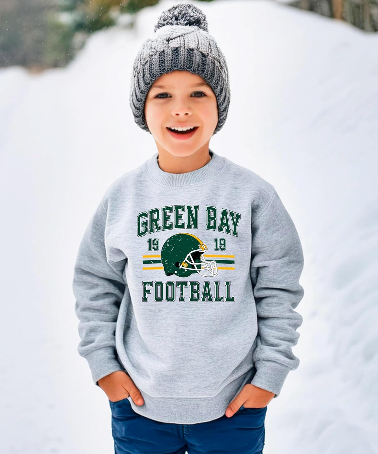 Olive Loves Apple Vintage Green Bay 1919 Football Sweatshirt for Men Women and Kids Distressed Game Day Pullover - Image 2