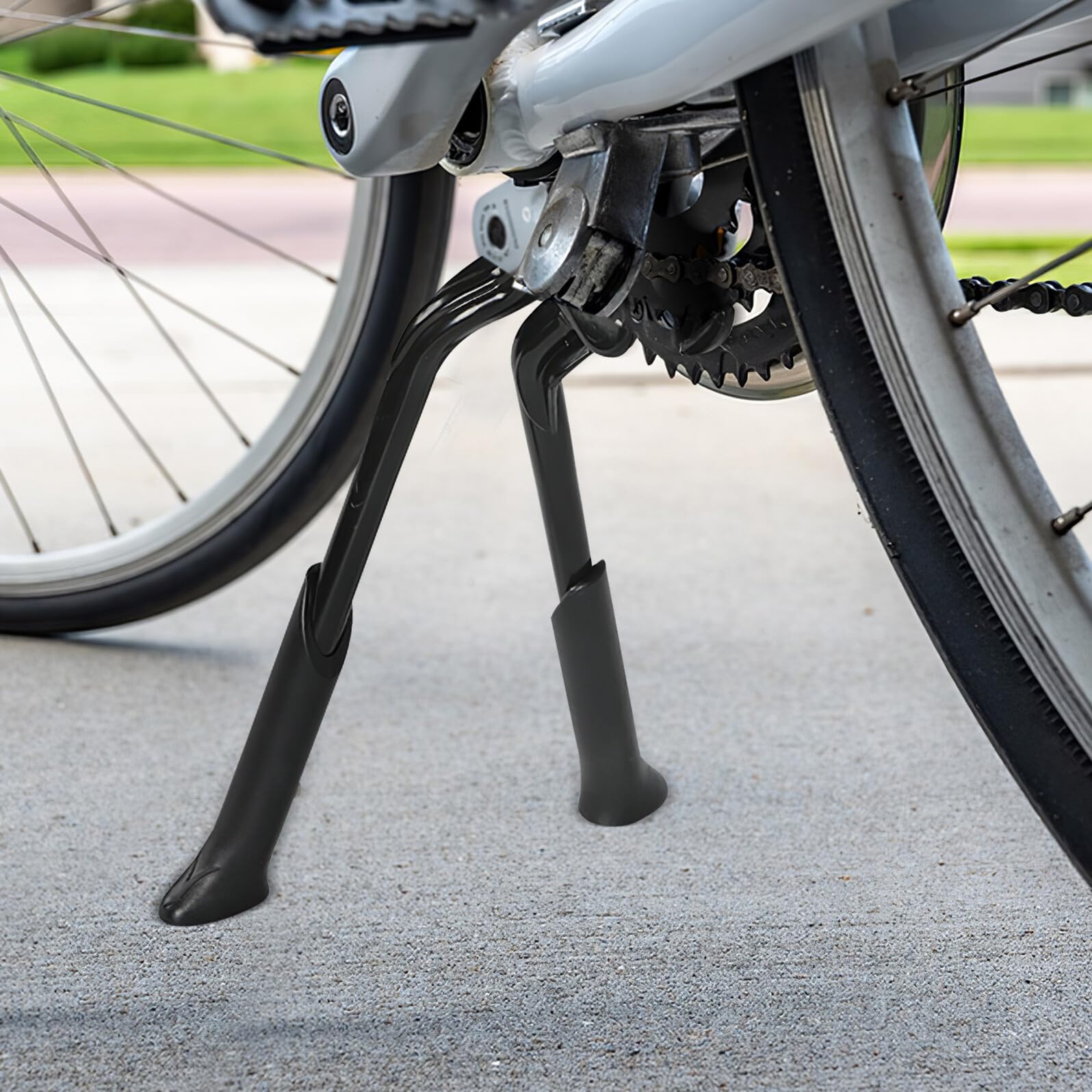 Cavalletto Bici Regolabile in Alluminio Doppio Supporto Pieghevole per Mountain e Bici da Corsa Stand Bike Salvaspazio Adatto Diversi Modelli