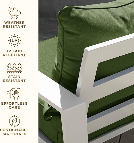 Vista 16 de Honeycomb - Asiento profundo para exteriores, 24 pulgadas de ancho x 23 pulgadas de profundidad, cojín para silla de exterior, rayas marfil y negro