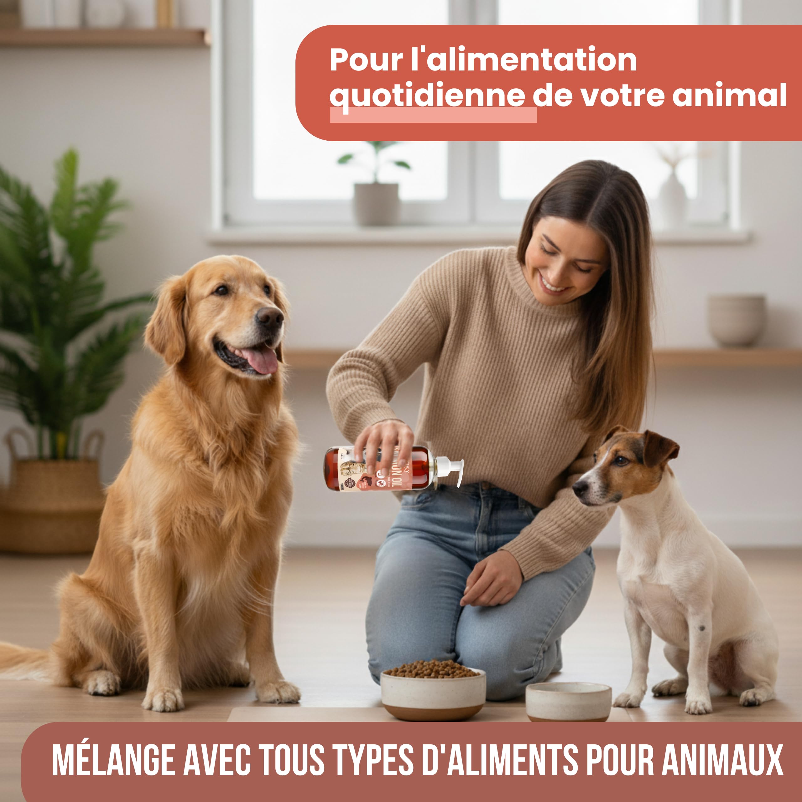 Huile de Saumon : Chiens et Chats 5 L – Source d'Oméga 3 et 6 – EPA et DHA – Complément Alimentaire Haut de Gamme à Base d'Acides Gras et de Vitamine E – Origine : Écosse