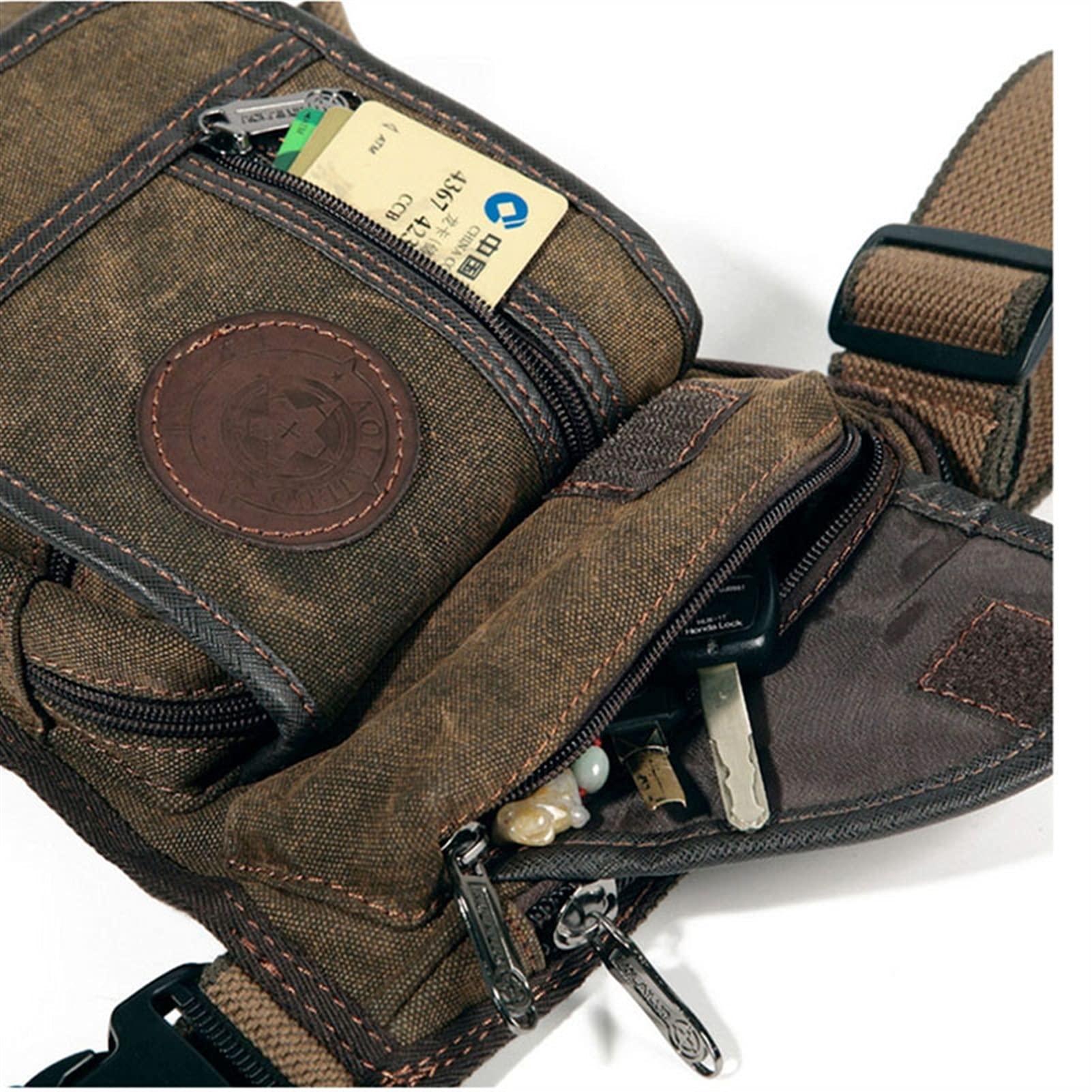 ApuaVireo&Co Męska płócienna torba retro z obniżoną nogawką, nerka, pas biodrowy, plecak turystyczny, motocyklowy, crossbody, na ramię(Blue)