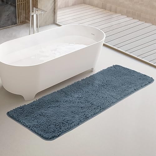 Miniatura 375 de Yeaban Alfombras de baño gris oscuro – Gruesas alfombras de baño de chenilla | Alfombras de baño absorbentes y lavables antideslizantes, alfombras
