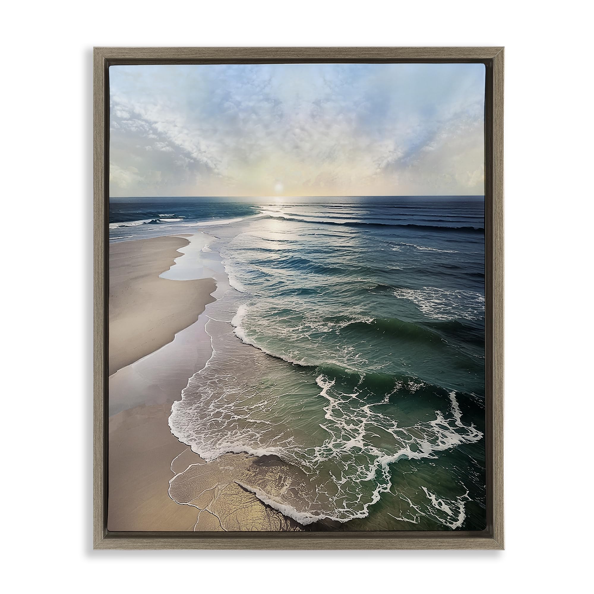 Stupell Industries Montalcino Elm (Textured) 'Tranquil Shoreline With Soft Light'| Floating Frame Canvas Art