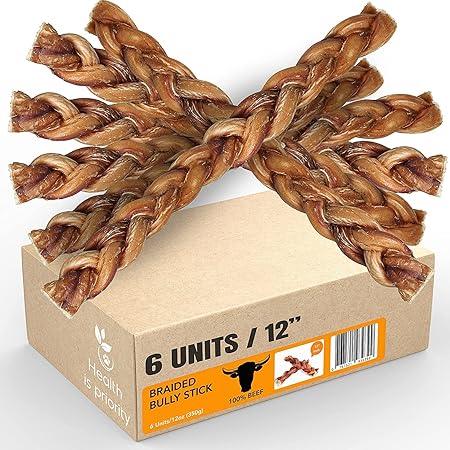 Braided Bully Sticks For Dogs - Premium All Natural Long Twisted Beef Pizzle Dog Chew Treats Grain Free Fully Digestible Rawhide Alternative 9 Inch 5 Pack