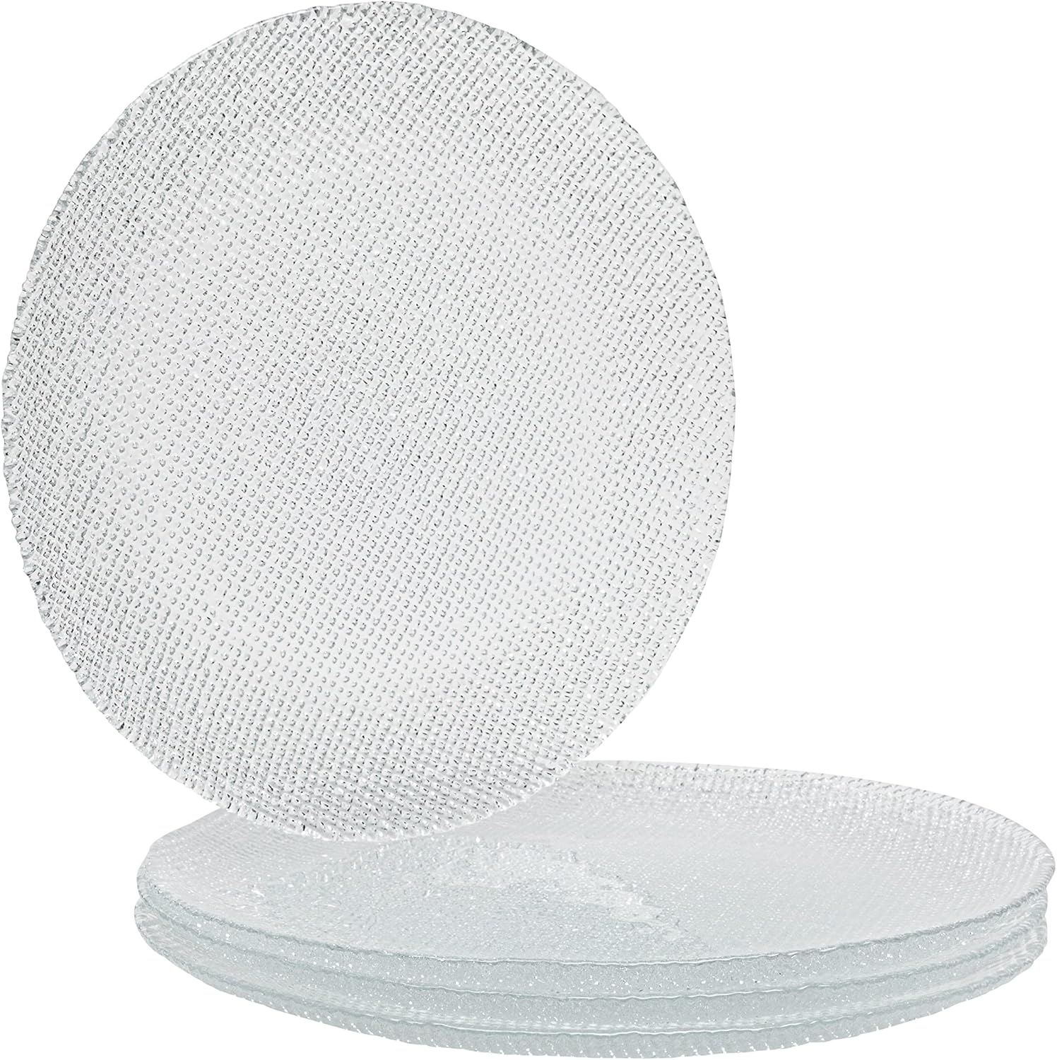 Glass Dinner Plates, Set of 6, 11 Inch, Modern, Contemporary Style, Tempered Glass, Dishwasher Safe