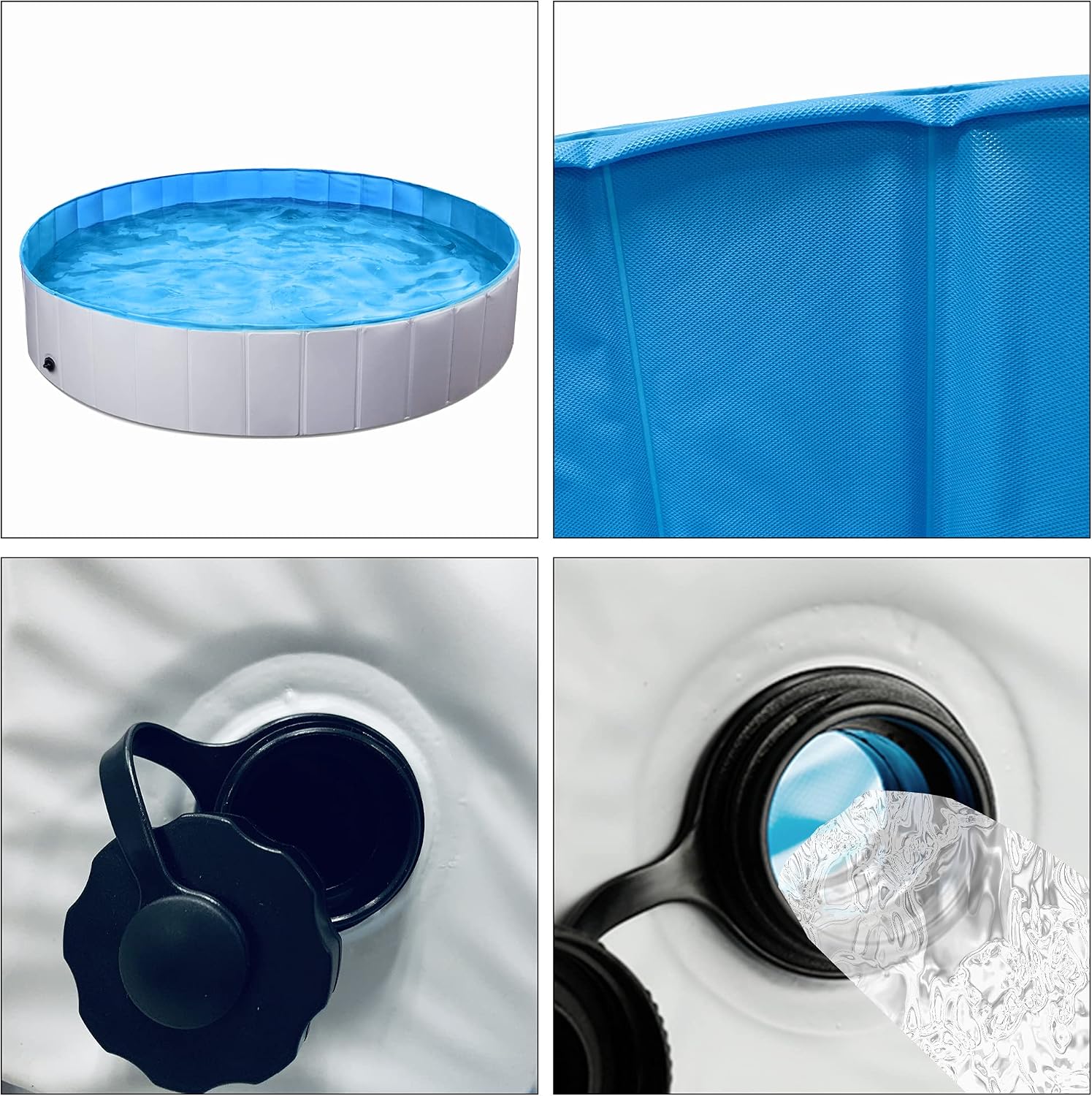 TIDYON Dog Pool Large Foldable Collapsible Dog Pool Plastic Pool Portable Dog Swimming Pool Plastic Kiddie Pool for Kids Dogs in Summer (XL 55")