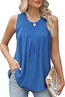 Vista 1 de TCOT Camisetas sin mangas para mujer, estilo casual, ajuste holgado, plisadas, con cuello halter